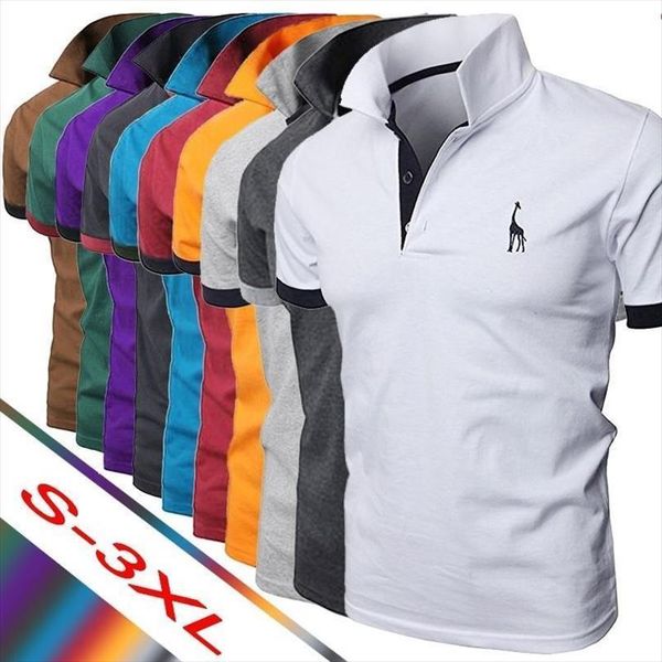 

summer shirt casual business mens polo social short sleeve stand collar embroidered men, White;black