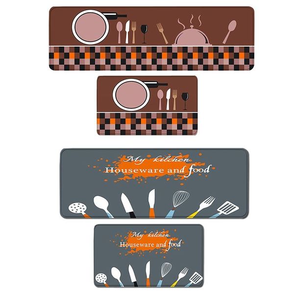 

carpets 2 pack cutlery tool print pattern kitchen carpet floor mat oil and water absorption non-slip foot pad