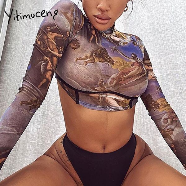 

yitimuceng vintage o-neck women t shirts tie dye long sleeve 2021 spring autumn fashion casual classic clothing women's t-shirt, White