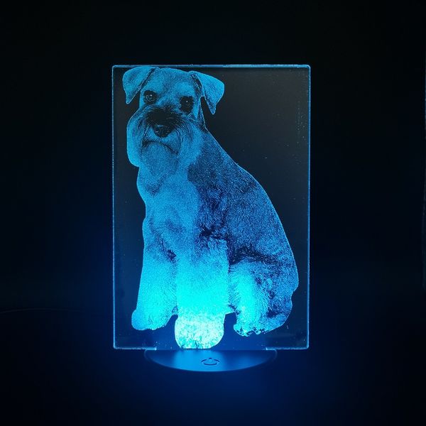 

kids night light led pet dog 3d desk lamp schnauzer usb nightlight touch switch smart phone control child friends cute gift