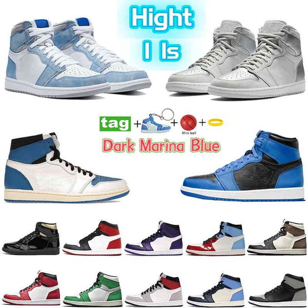 

2023 ark marina blue 1 basketball shoes mens 1s sneakers high court purple chicago og tokyo twist mocha cactus military men women trainers, Black