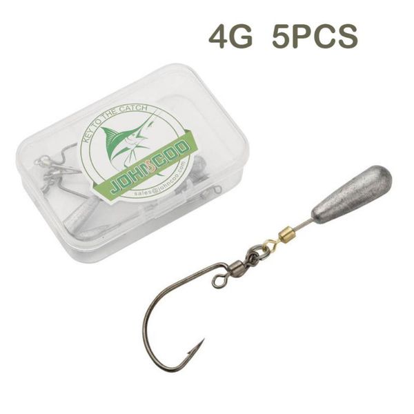 

5pcs/box fishing hook weights drop s 3g-12g rig offset hooks with swivel style