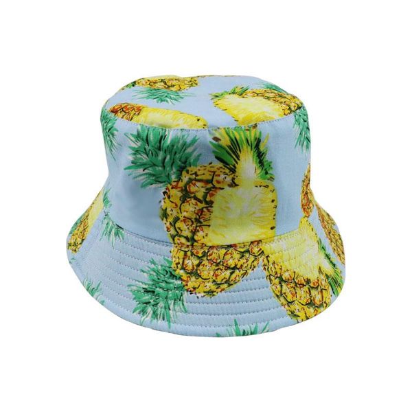 

wide brim hats fashion pineapple banana watermelon fruit bucket hat women men fisherman caps, Blue;gray