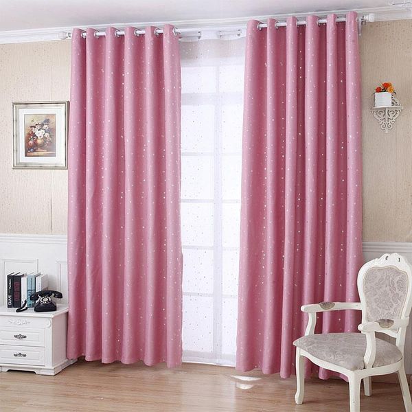 

curtain & drapes children's bedroom silver printing stars curtains tulle pink decoration blue