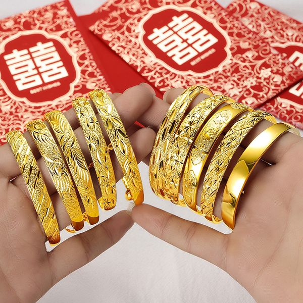 

traditional adjust bangle women 18k yellow gold filled classic female girl bracelet gift, Black