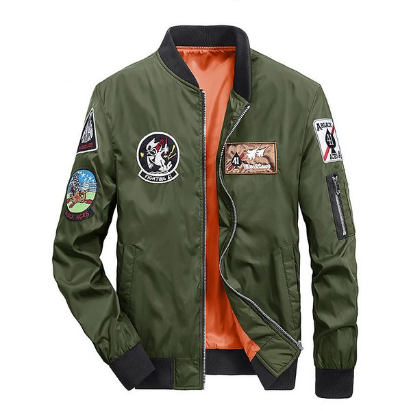 

fashion jacket men's double-sided wear spring wind air force no.1 casual flying suit embroidery, Black;brown
