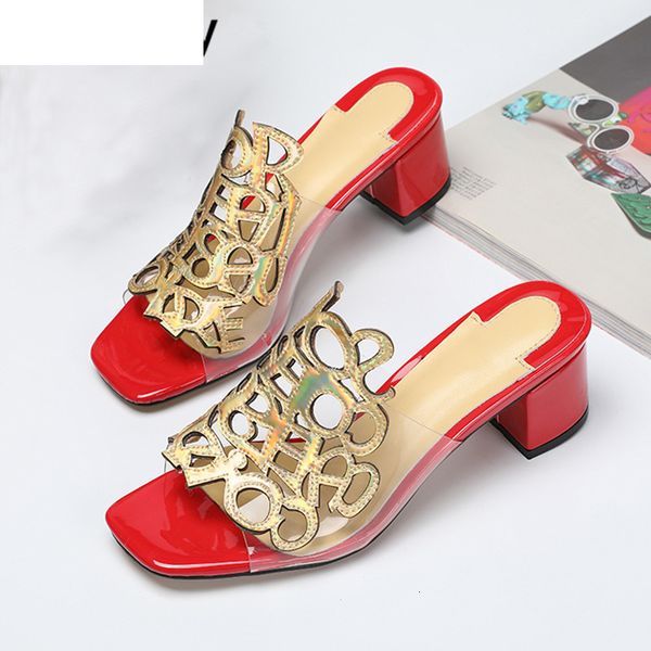 

sandals shiny slippers summer party shoes female chunky high heels sandals clear pvc for girls zapatos mujer ano3, Black
