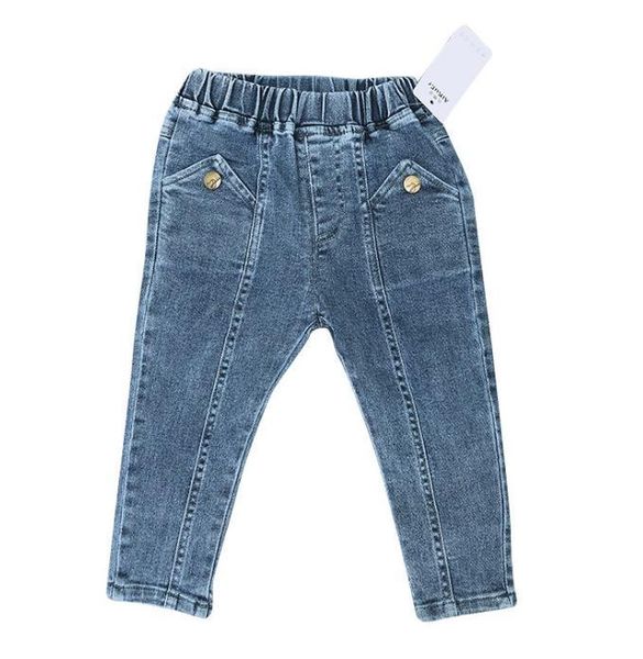 

jeans boy baby solid color children's pants casual slim trousers fashion design suitable for 90-140cm, Blue