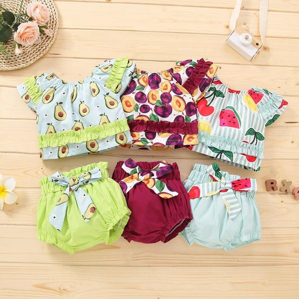 

clothing sets born baby clothes infant girls ruffles watermelon printed +shorts outfits girl romper bodysuit, White