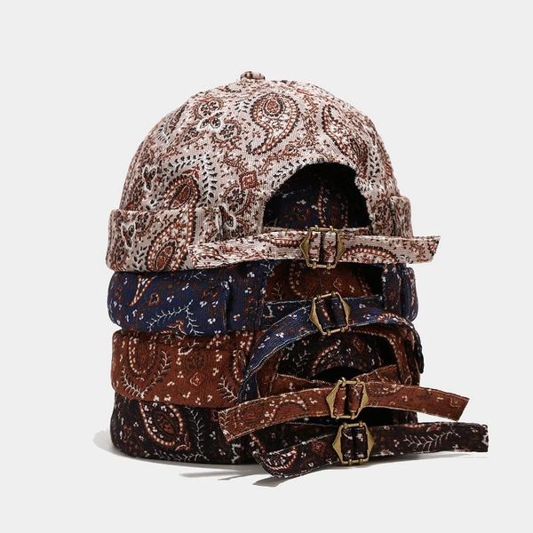 

beanies ins cashew flower brimless cap retro fashion bonnet men's trendy dome melon skullies loop docker