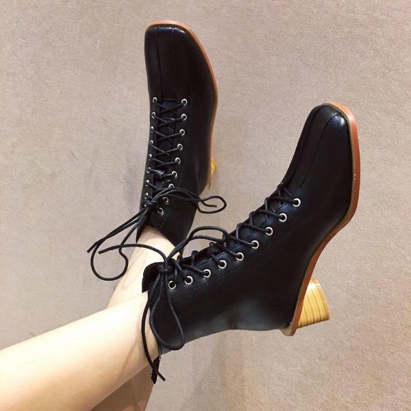 

boots autumn/winter 2021 women's english wind short rough-heeled, Black