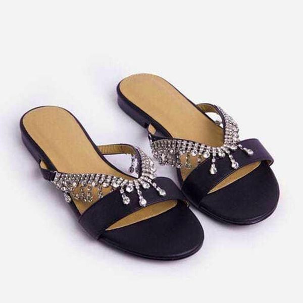 

slippers sagace summer round toe women fashion thin heeled ladies mules elegant female high heels outside slides sandals, Black