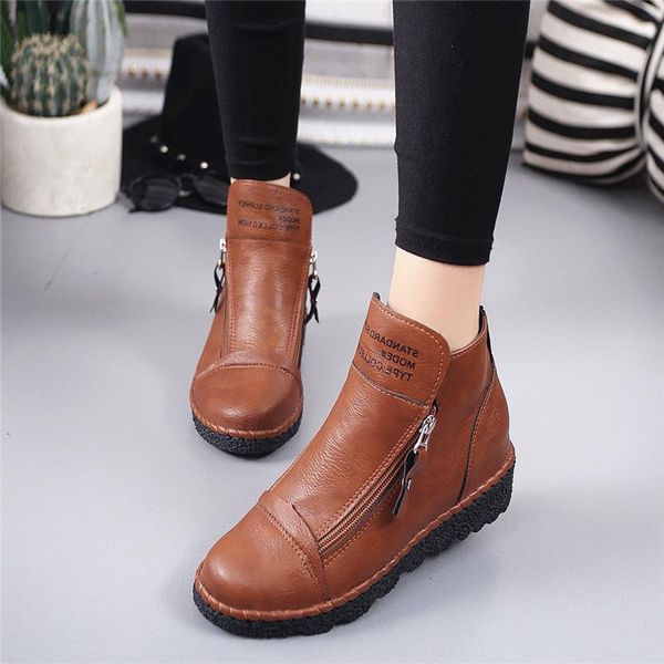 

boots ladies thick-soled retro short tube autumn and winter mother ankle zapatos de mujer 2021, Black
