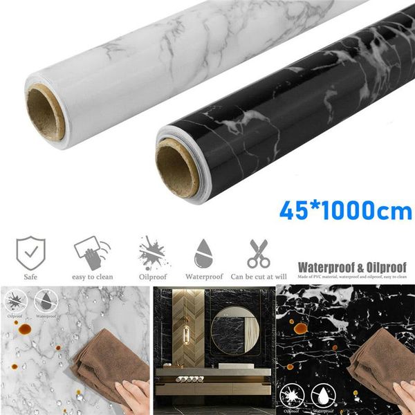 

wallpapers 10 meter waterproof moisture-proof pvc marble self-adhesive modern living room kitchen wall stickers decor film