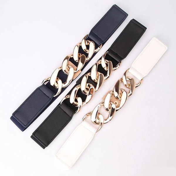 

belts corset ladies dress belt fashion coat sweater female waistband punk gold color chain elastic wide women waist, Black;brown