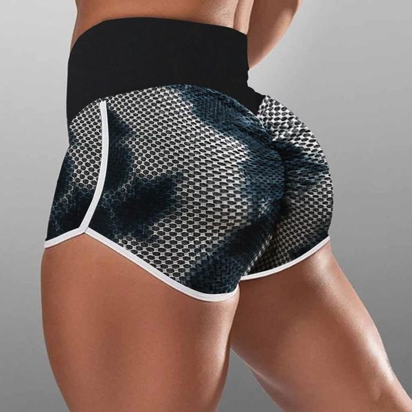 

gym clothing buscrunch shorts tie-dyed running pants high waist yoga women abdomen control training pantalones cortos de mujer, White;black