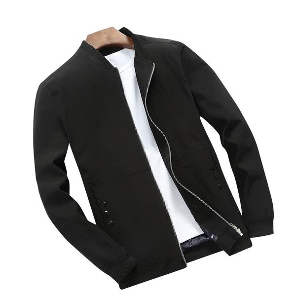 

men's jackets 2021 casual jacket men spring thin slim solid black bomber male baseball windbreaker jaqueta masculina, Black;brown