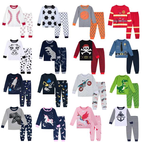 Boys Pajamas Kids Dinosaur Pajama набор детский пилот пищевой пижамы малышей девочек единорочный пижамы хеллоуин рождественские PJS зима Pijamas 210908