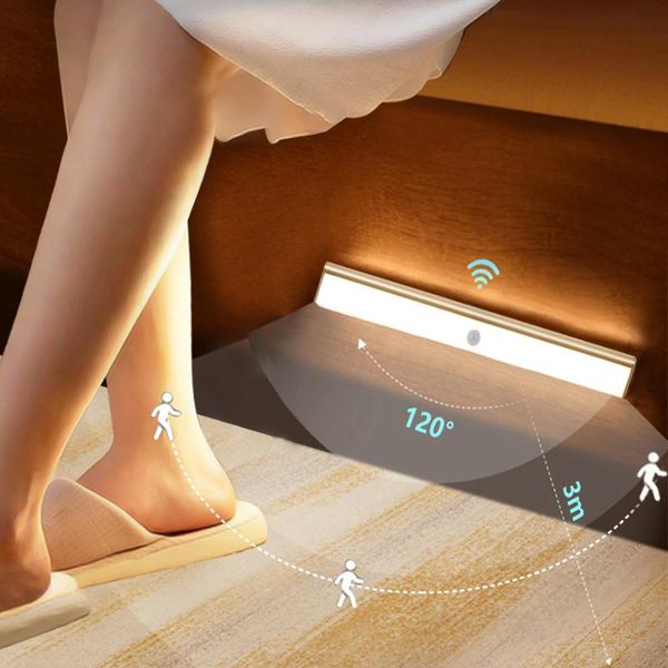 

night lights motion sensor led light wireless bedroom decor detector wall decorative luminaires staircase closet room aisle