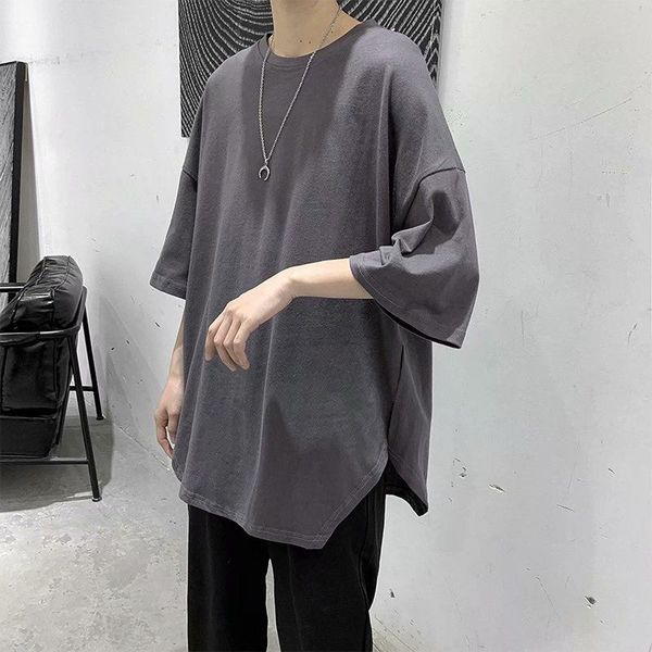 

hoodies summer cotton t-shirt men's fashion casual o-neck pullover tshirt mens streetwear loose short-sleeved t shirt men m-2xl, Black