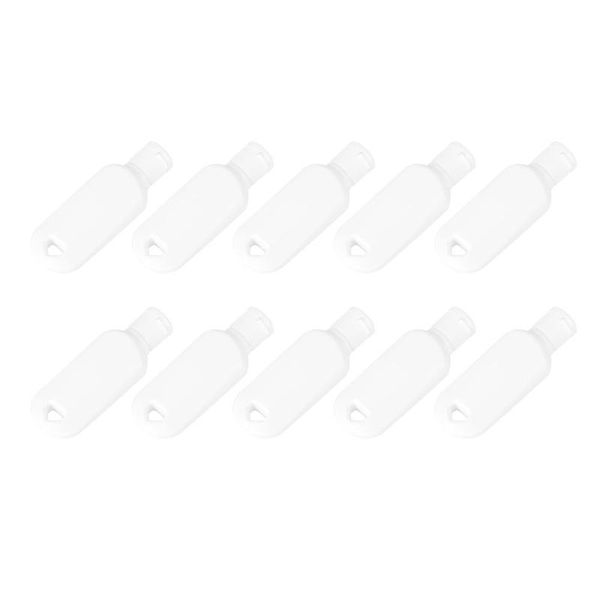 

liquid soap dispenser 10pcs professional 30ml bottle with white hdpe hook and chipper cap for hand sanitizer wihtout hangers (white)