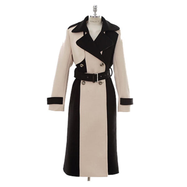 

women's wool & blends korean fall winter mid length hepburn trim woolen tweed slim sweet splicing outerwear long coats casaco dress, Black