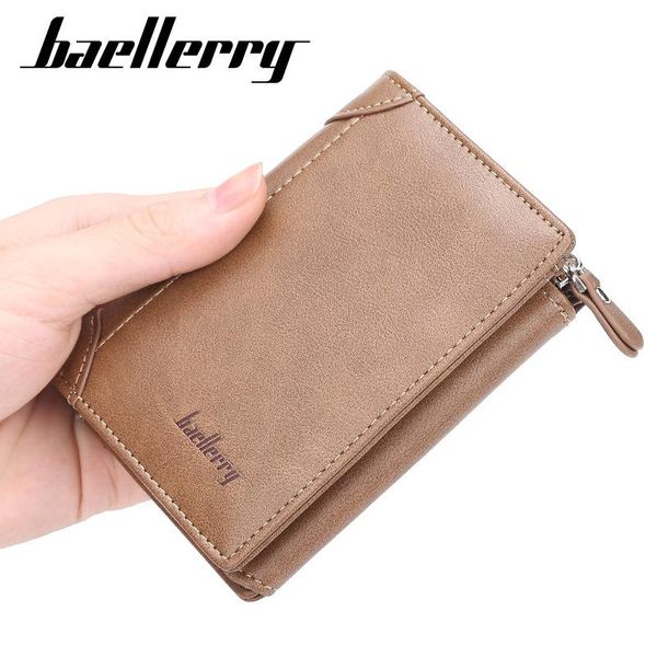 

men leather wallet fashion zipper card holder thin solid coin purse multi-card position tri-fold small wallets, Red;black