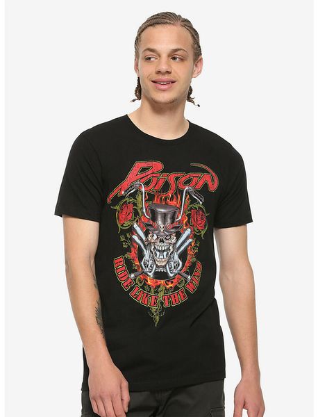 

poison ride like the wind t-shirt, White;black