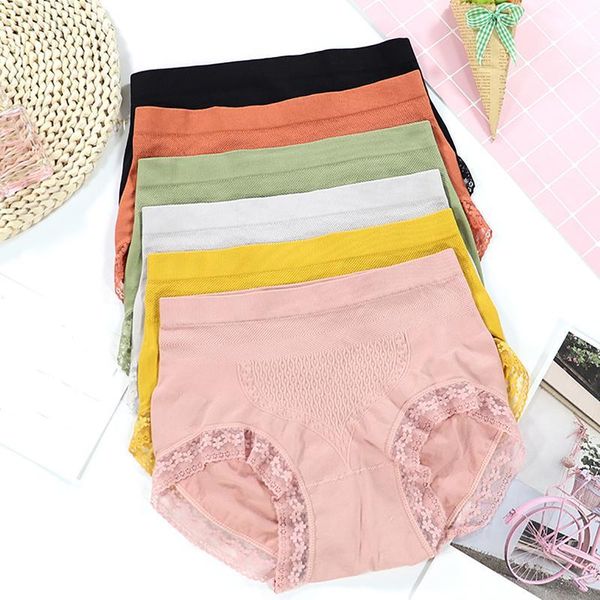 

women's panties seamless breathable buttocks mid-waist solid ladies casual lace trim briefs ropa interior femenina l7sa, Black;pink