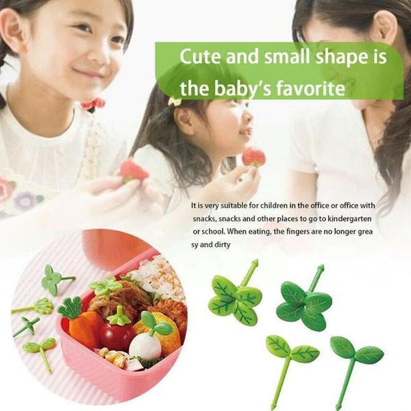 

forks children fruit fork toothpick leaves decoration lunch box bento accessories small salad tiny mini cake picks for kids i3k4