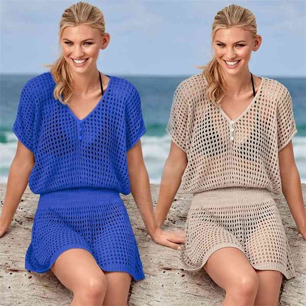 

knitted beach cover up dresses pareo de plage swimsuit cover up wear pareos playa mujer bikini cover-ups #q800 210714, White