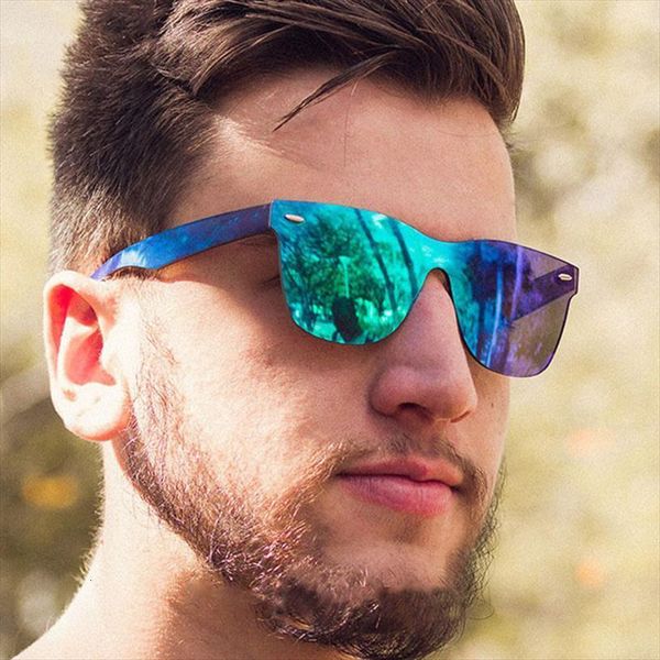 

sunglasses men women rivet colorful retro driving sun glasses ladies mirror one piece lens shades uv400, White;black