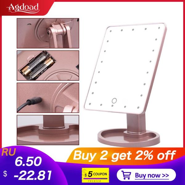 

compact mirrors ru stock makeup mirror 16/22 led cosmetic with touch dimmer switch battery operated vanity stand for tabletop