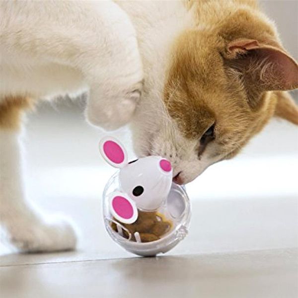 

cat toys ball slow feed mice tumbler shaped pet treat toy feeder
