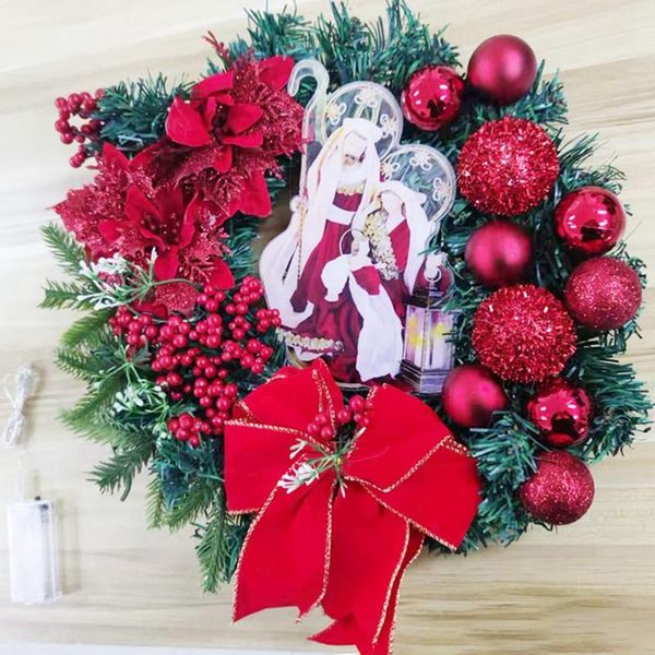 

decorative flowers & wreaths sacred christmas wreath,nativity scene wreath,christmas wreath with led light,front door