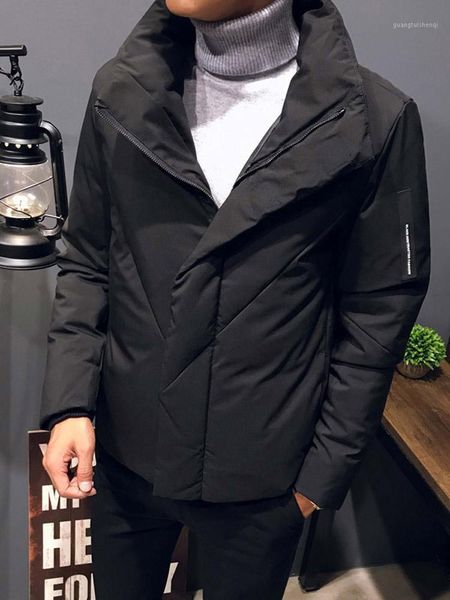 

men's cotton clothing winter 2021 korean version trend handsome short down jacket coat men & parkas, Black