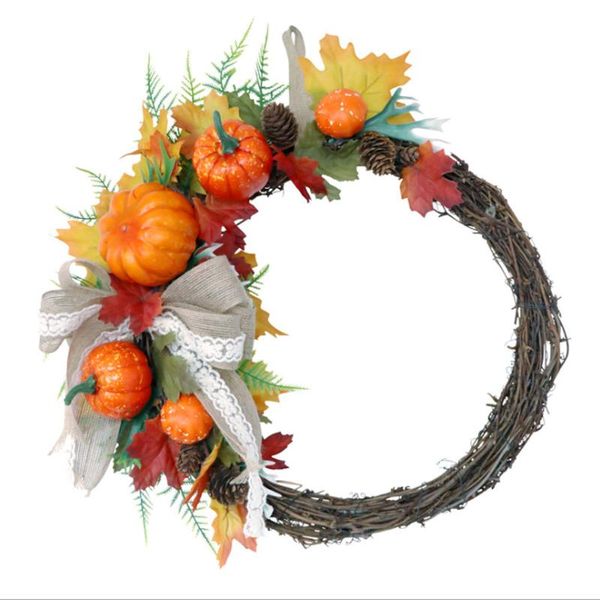 

decorative flowers & wreaths simulation pumpkin wreath leaves garland wall home door hanging pendant party festival decoration autumn