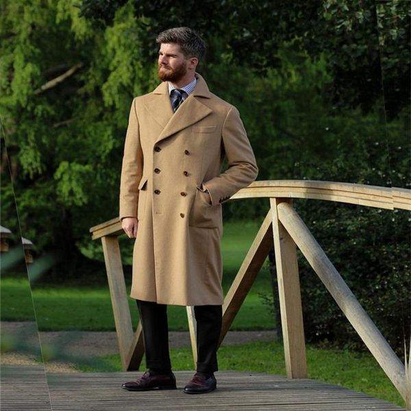 

men's wool & blends breasted winter double party suit customized tuxedo slim fit formal wear handsome long overcoat woolen tweed jacket, Black