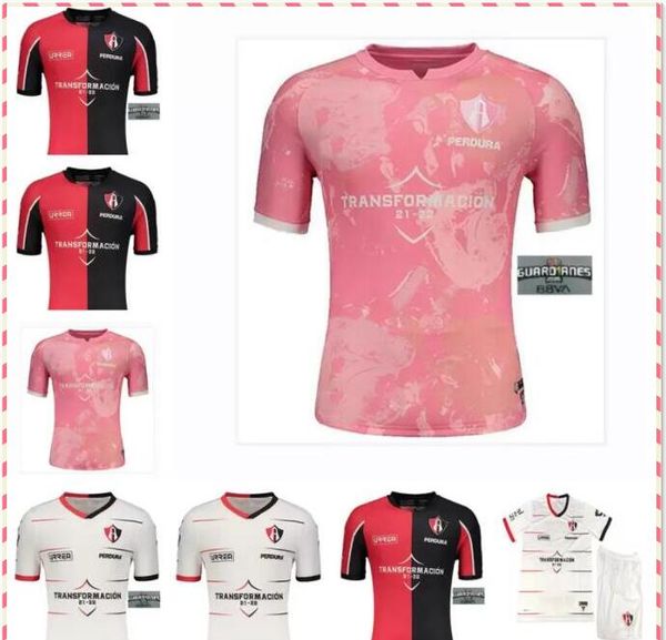 

2021 mexico club atlas soccer jerseys 21 22 home red j.barraza .caballero r.marquez shirt away white football uniform, Black;yellow