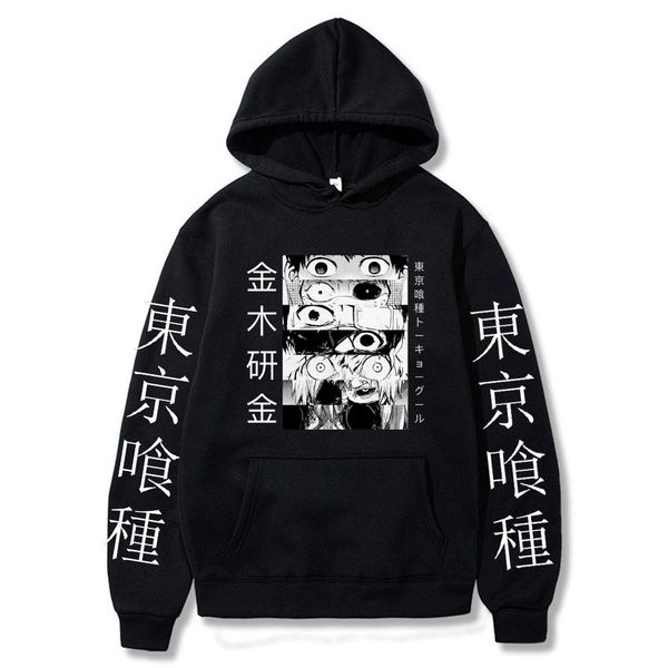 

women hoodie 2021 anime kaneki ken cool eyes men creative fashion casual pullover spring street clothing s, Black