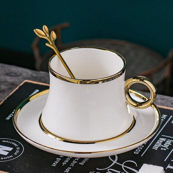 

cups & saucers european-style ceramic simple small luxury coffee cup with saucer and spoon set porcelain phnom penh afternoon tea drinkware