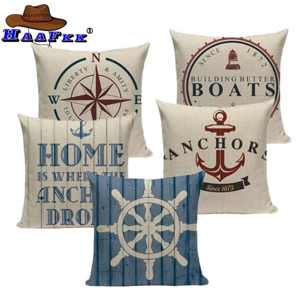 

cushion/decorative pillow anchor ship throw cover bedding camping el office home ocean decor cushion fabric for furniture pillowcase