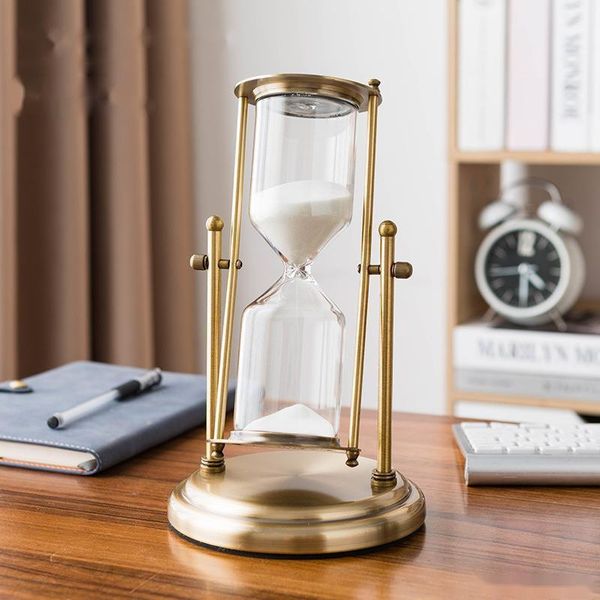 

other clocks & accessories metal rotating glass hourglass time timer luxury copper plated white sand clock classroom desk decor wedding drop