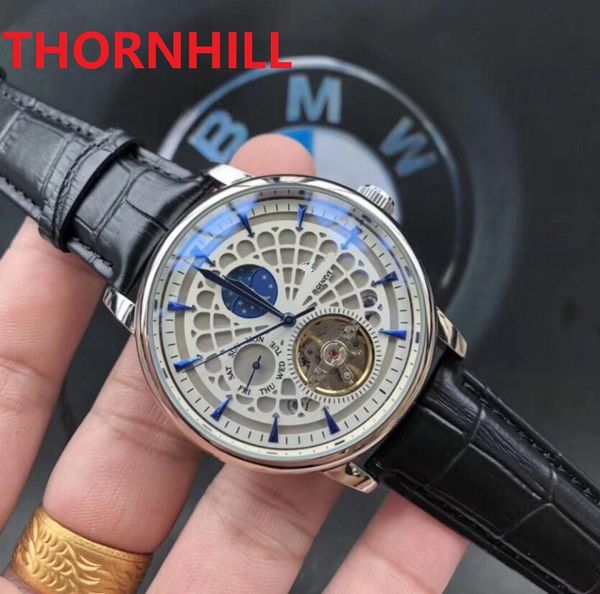 

mens womens watches fully automatic mechanical watch 40mm genuine leather strap sapphire mirror waterproof gift luxury gentleman president t, Slivery;brown