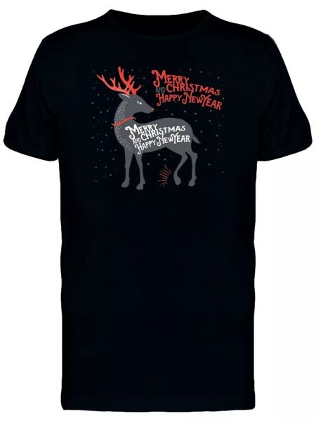

New Year Red Antlers Men's Tee -Image by Shutterstock, White;black