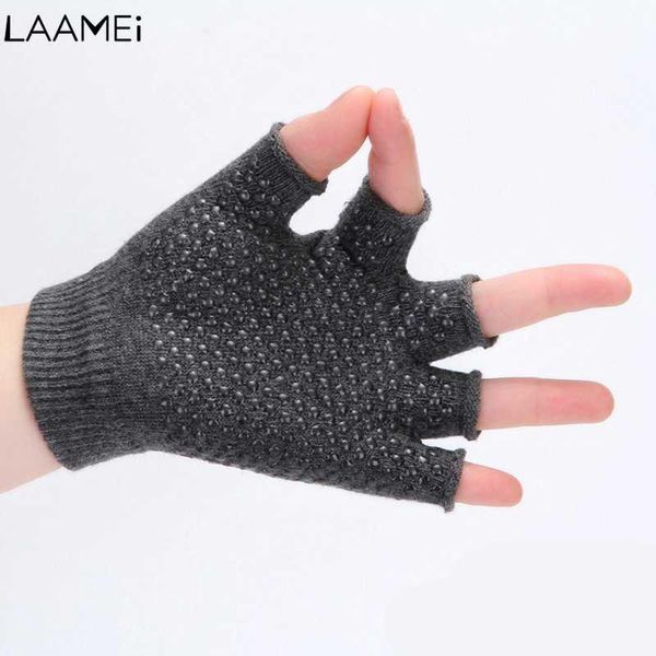 

fingerless gloves laamei women half finger outdoor mittens warmer winter warm colorful stretch elastic, Blue;gray