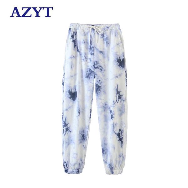 

women's pants & capris azyt fashion tie dye print women harem 2021 autumn high waist loose sweatpants for casual female trousers, Black;white