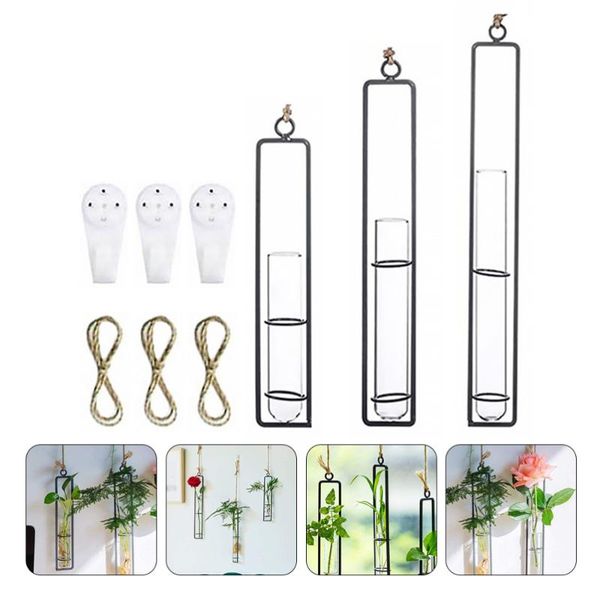 

vases 3 kits wall hanging plants glass test tube flower home decoration