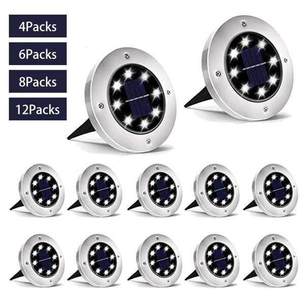 

outdoor stainless steel 8led solar buried ground plug led courtyard garden street lamp lawn waterproof