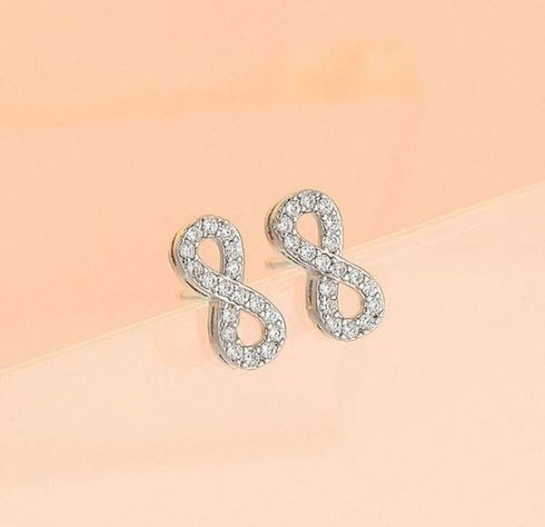 

silver needle hypoallergenic fashion exquisite earrings korean version simple 8-shaped bling stud, Golden;silver
